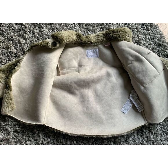 Zara Fuzzy Plaid Sherpa Fleece Coat Jacket BABY UNISEX BABY 18-24 mo - Picture 2 of 5